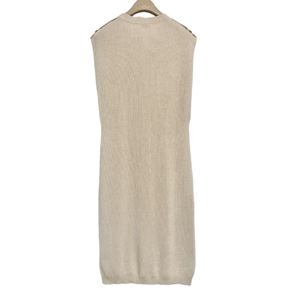 BRUNELLO CUCINELLI Cashmere English Rib Dress in Cool Beige Size Medium M - Picture 2 of 6